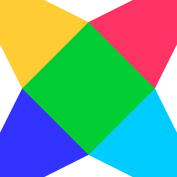 The logo for HaxeFlixel, showing a multi-coloured rotated cross with a different colour at each end